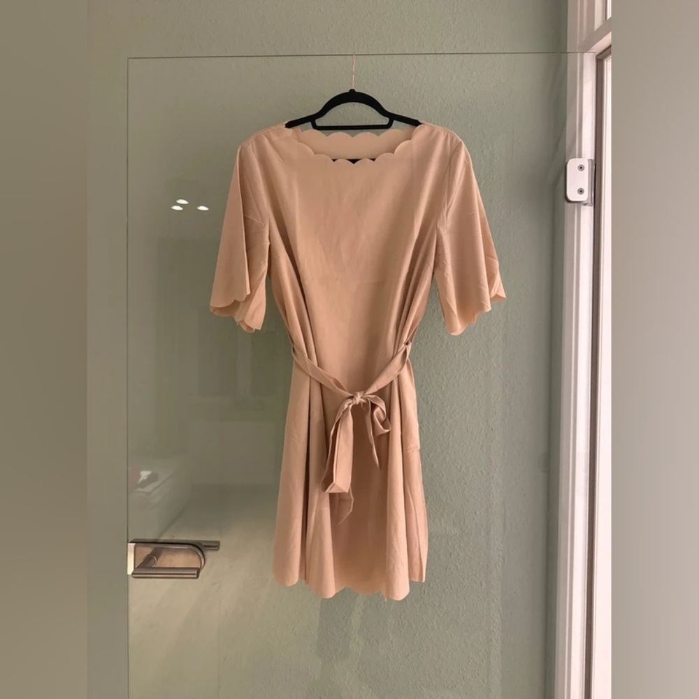 Scallop Neck Mini Dress in Blush